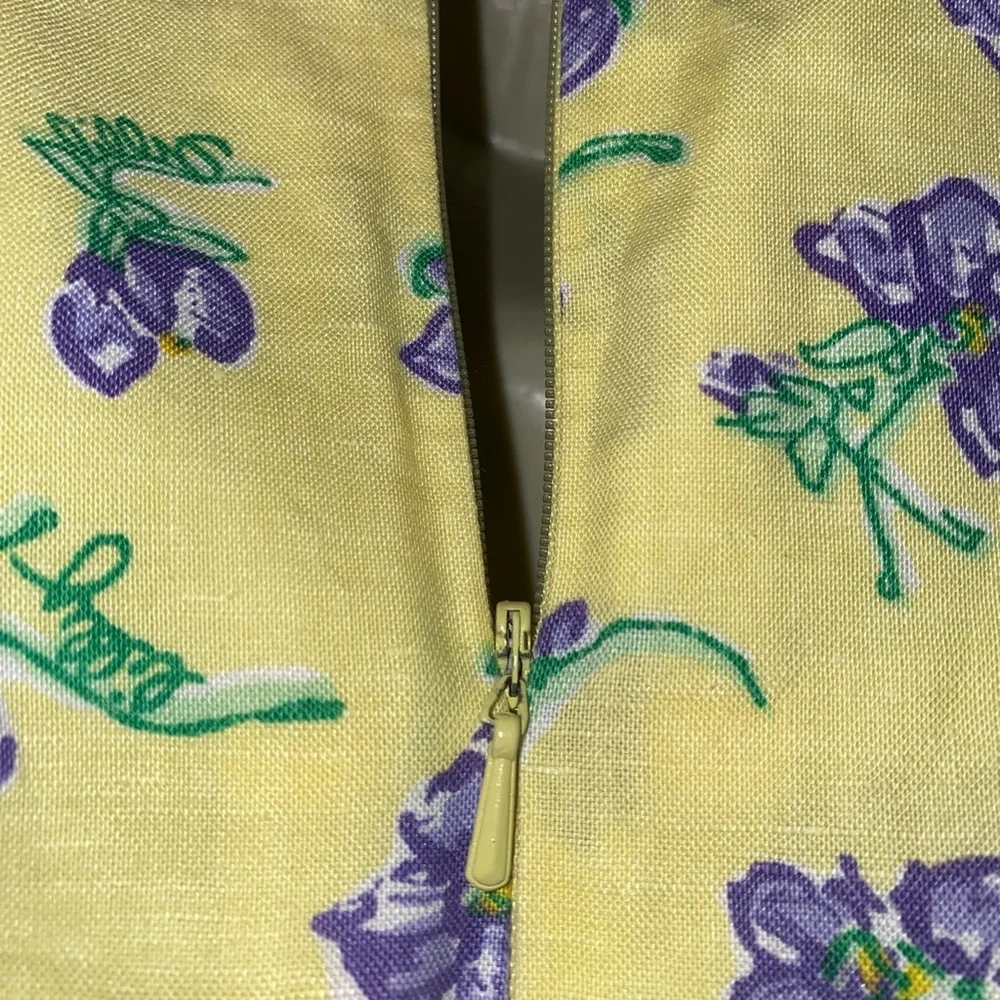 VINTAGE LILLY PULITZER PASTEL FLORAL COTTON LINEN MINI GOWN BABYDOLL SHIFT DRESS - Picture 5 of 7